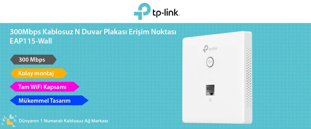 TP-Link EAP115-Wall 300Mbps Kablosuz N Wall-Plate